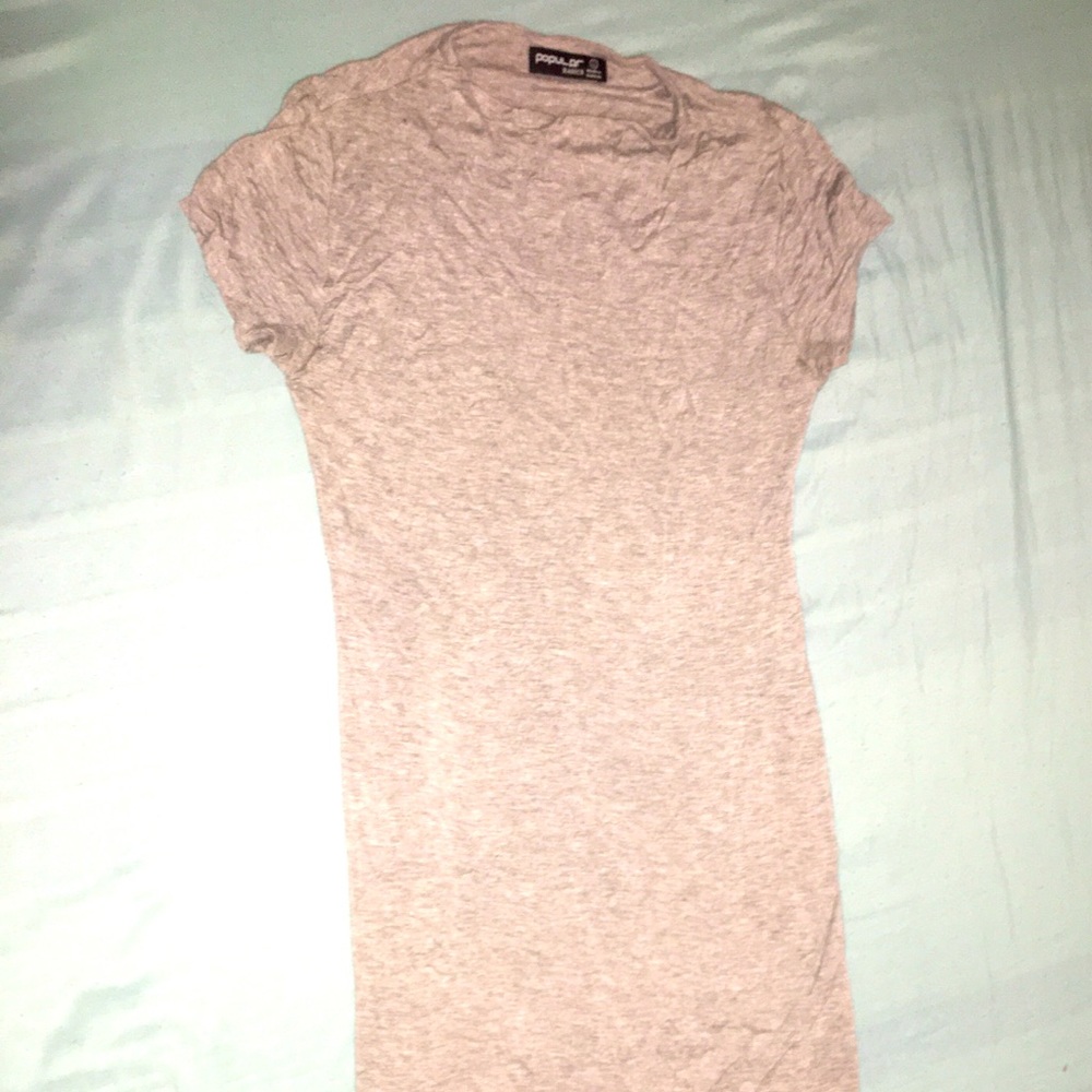 Long short sleeve light grey dress